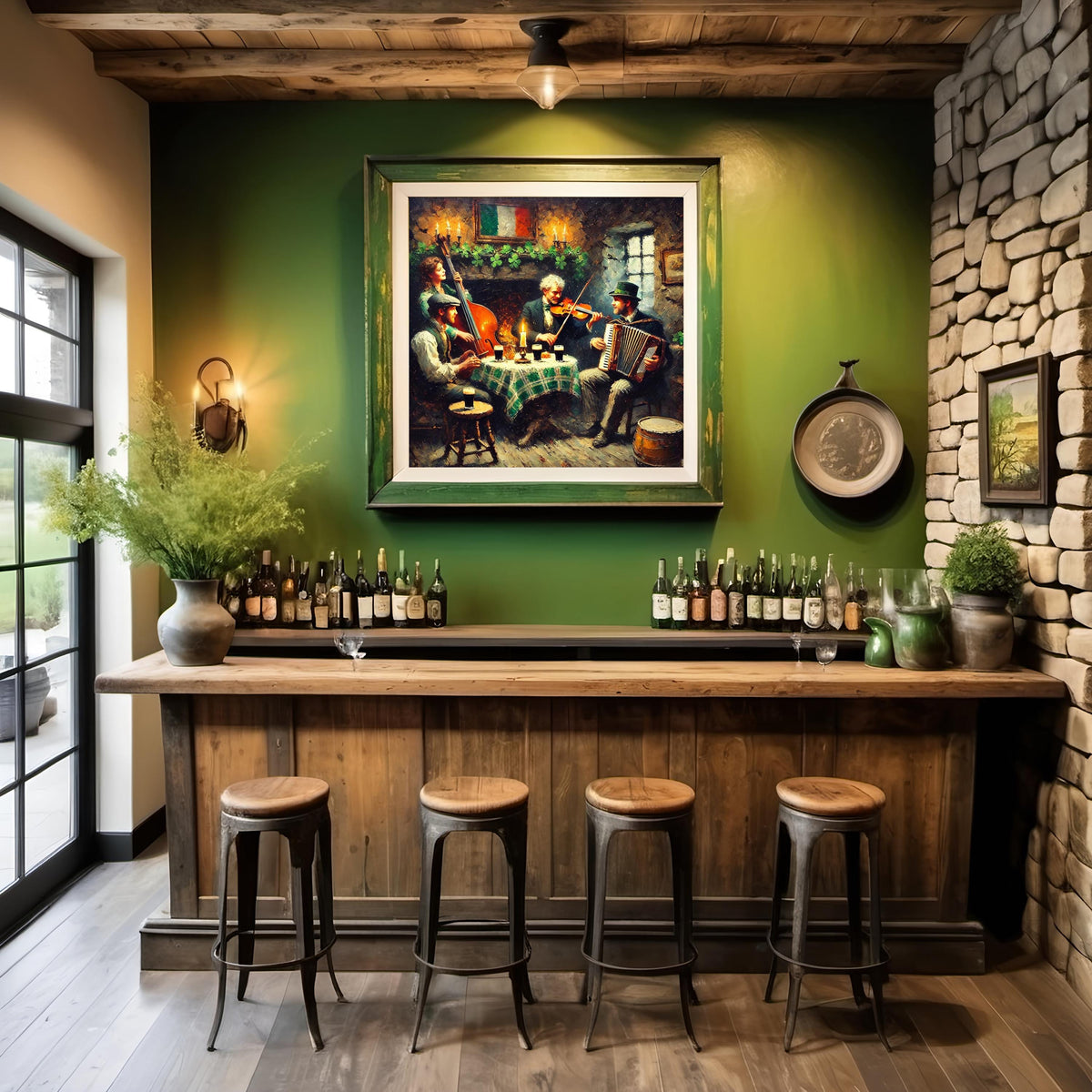Irish Pub Band Vintage Art Print: Celtic Folk Music Scene (Digital Download)
