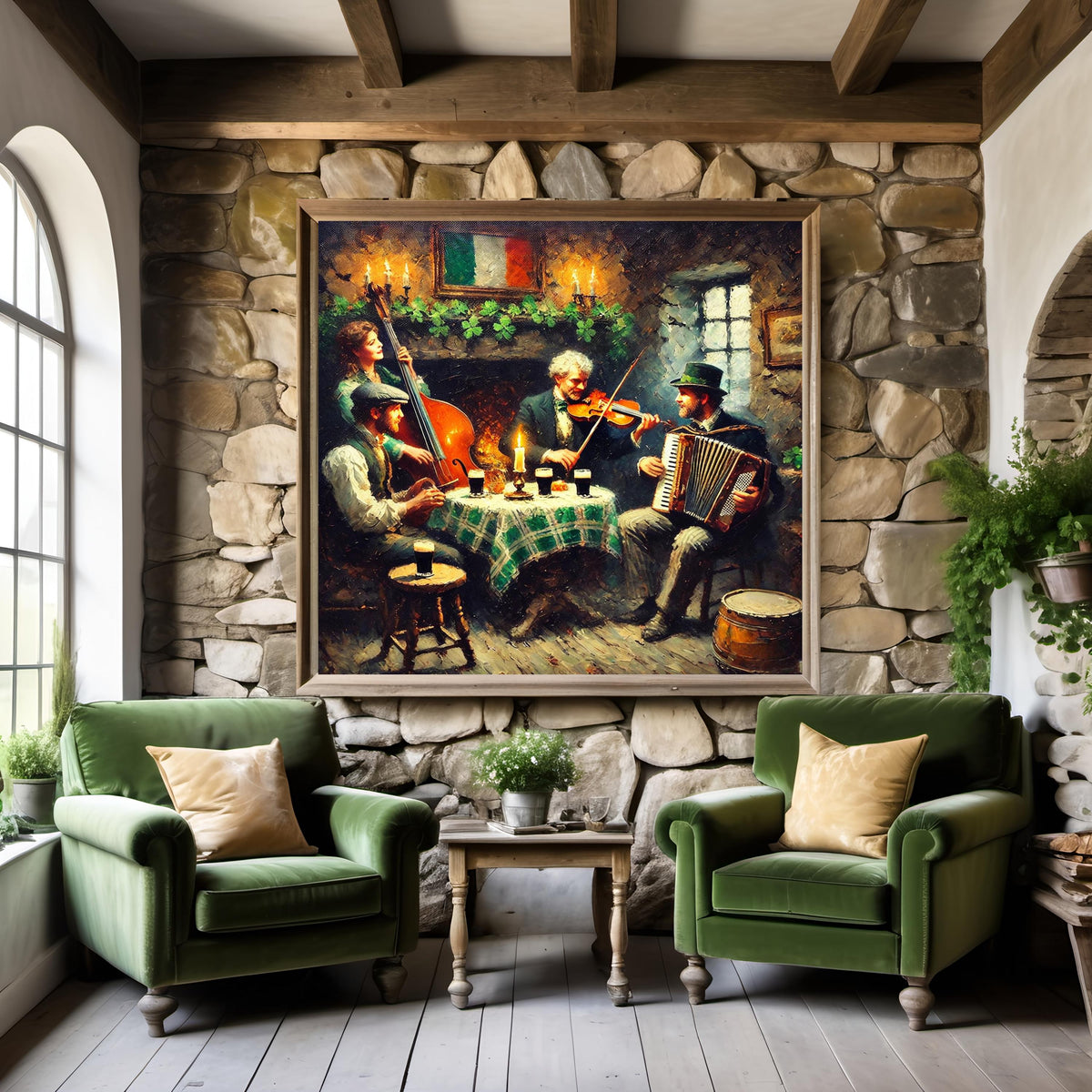 Irish Pub Band Vintage Art Print: Celtic Folk Music Scene (Digital Download)