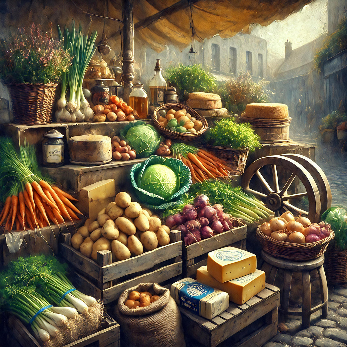 Vintage Irish Farm Stand Print: Rustic Country Market Wall Art (Digital Download)