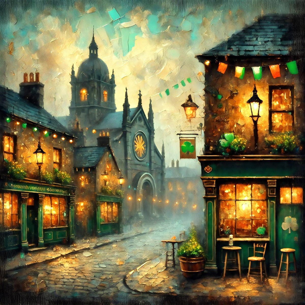 Vintage Irish Street Scene Print: St. Patrick's Day Pub Decor (Digital Download)