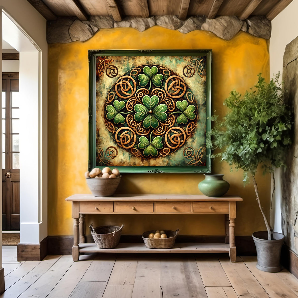 Vintage Shamrock Mandala: Celtic Irish Art (Digital Print)