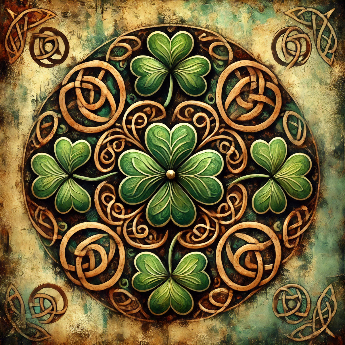 Vintage Shamrock Mandala: Celtic Irish Art (Digital Print)