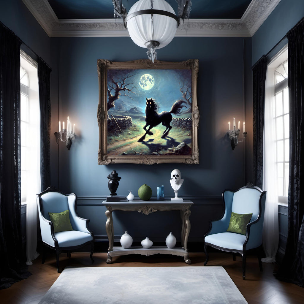 Mythical Púca Black Horse Print: Celtic Folklore Wall Art (Digital Download)