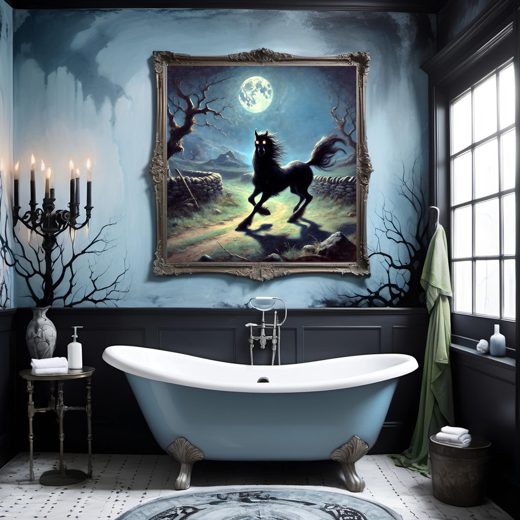 Mythical Púca Black Horse Print: Celtic Folklore Wall Art (Digital Download)