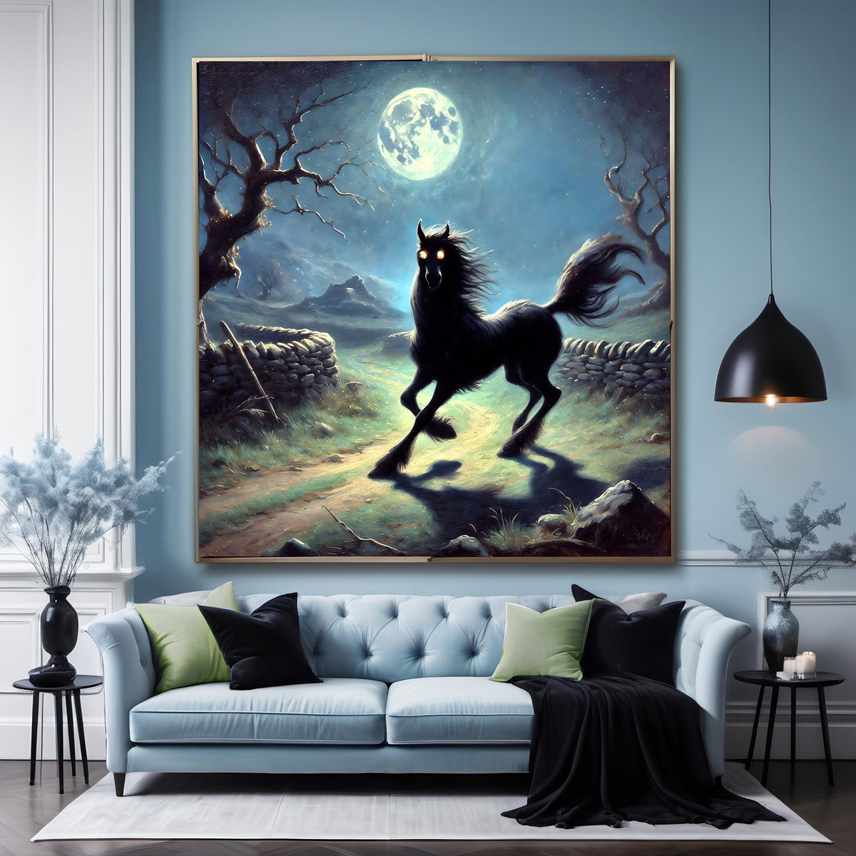 Mythical Púca Black Horse Print: Celtic Folklore Wall Art (Digital Download)