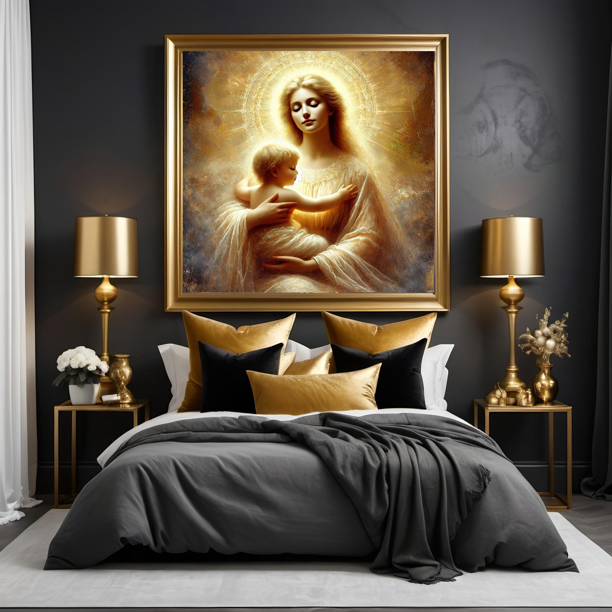 Mother and Child Art Print: Ethereal Celestial Portrait (Digital Download)