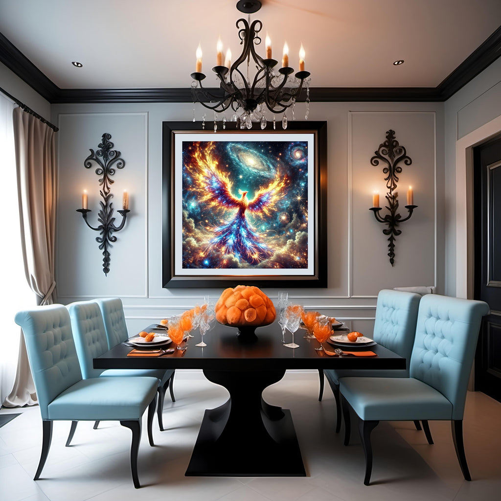 Celestial Phoenix Rising Print: Galactic Firebird Fantasy Art (Digital Download)