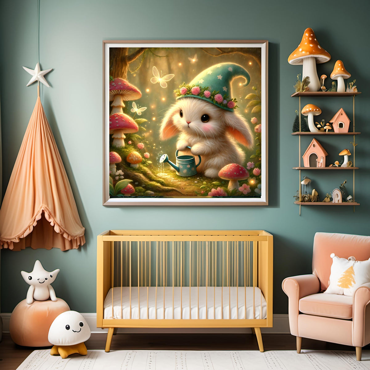 Fairy Bunny Digital Print: Enchanted Forest Cottagecore Wall Art (Digital Download)