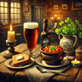 Irish Pub Still Life Art Print: Vintage Tavern Scene (Digital Download)