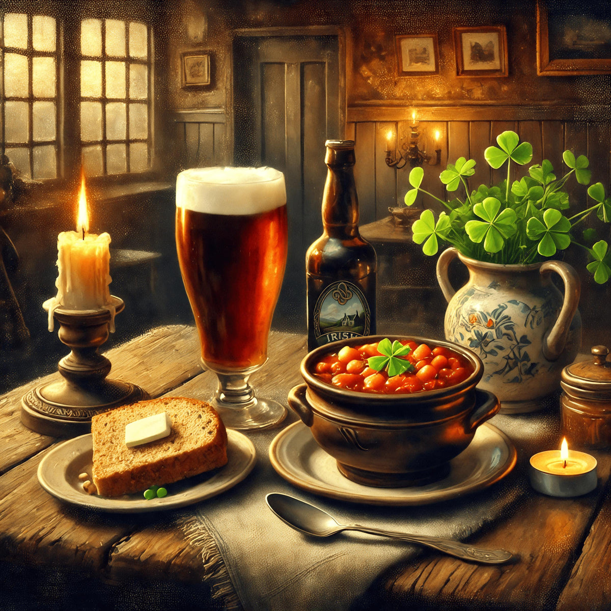 Irish Pub Still Life Art Print: Vintage Tavern Scene (Digital Download)