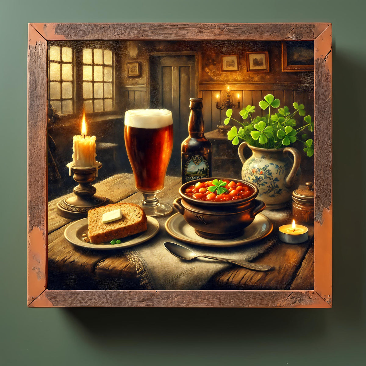 Irish Pub Still Life Art Print: Vintage Tavern Scene (Digital Download)