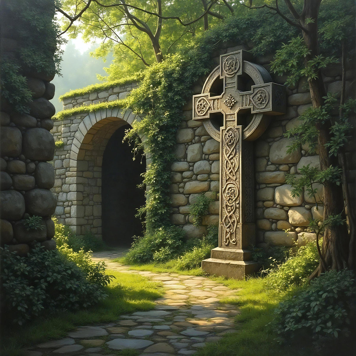 Celtic Cross Digital Print: Irish Stone Archway Art (Digital Download)