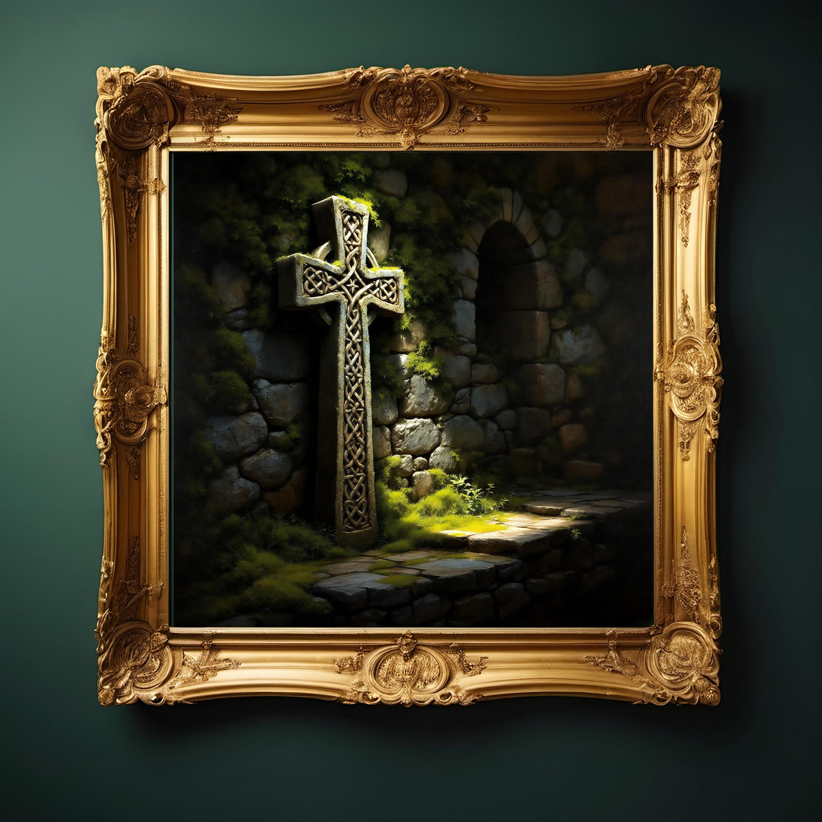 Celtic Cross Digital Print: Irish Heritage Stone Wall Art (Digital Download)