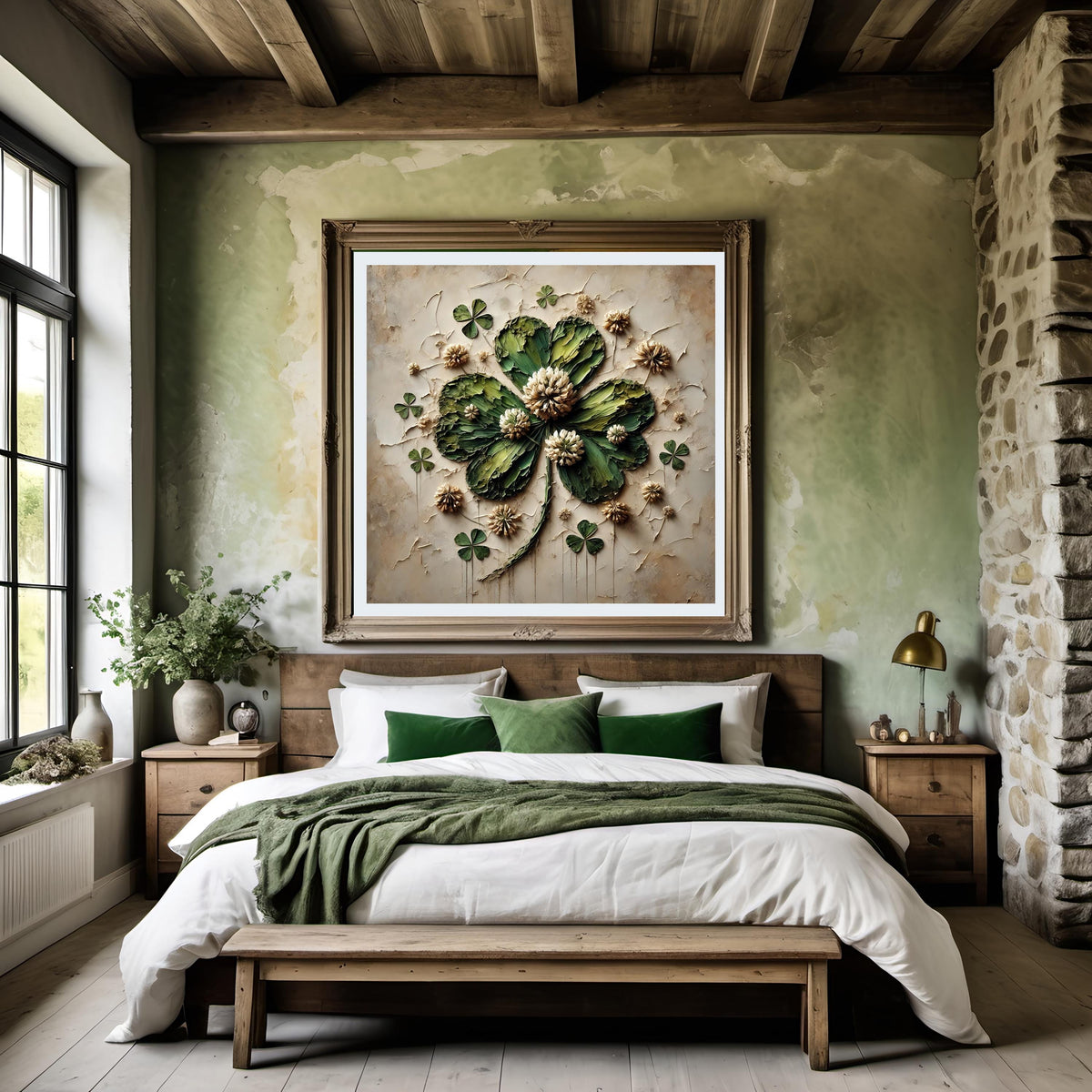 Clover Botanical Palette Painting: Textured Earthy Wall Art (Digital Download)