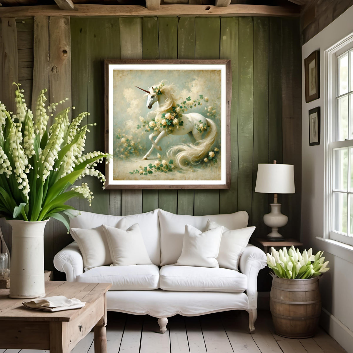 Ethereal Unicorn Print: Vintage Impressionist St. Patrick's Day Art (Digital Download)