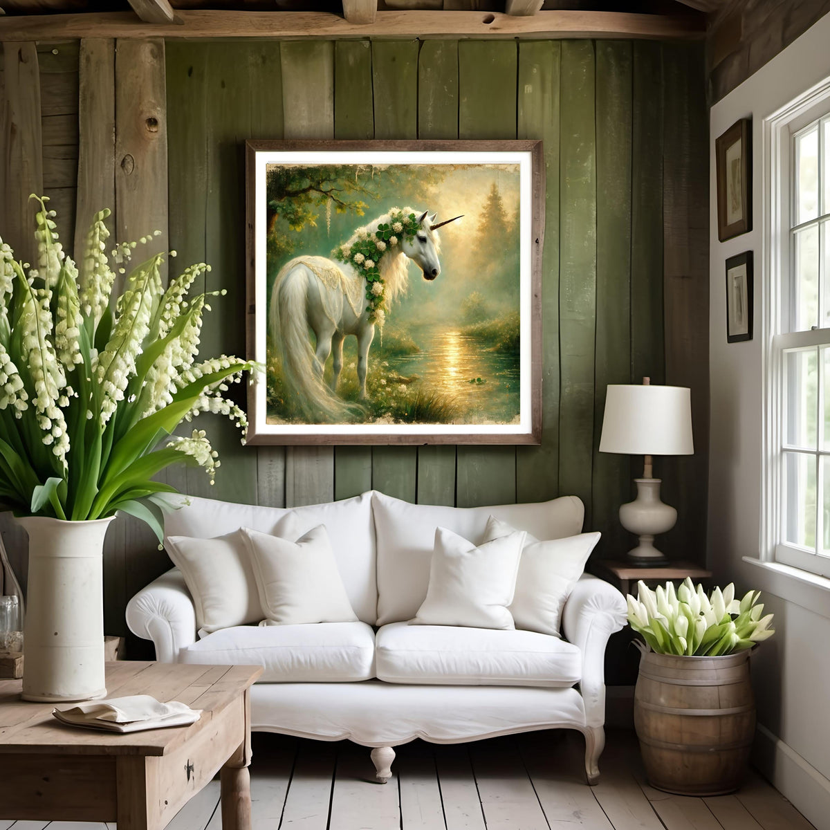 Ethereal Clover Unicorn Print: Vintage Fantasy Wall Art (Digital Download)