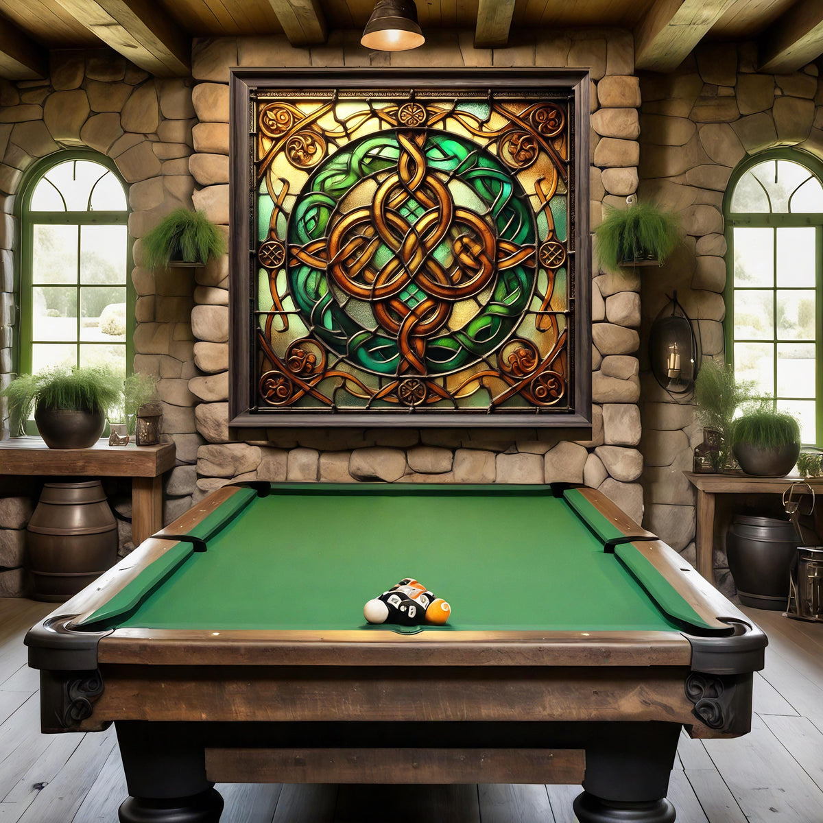 Vintage Stained Glass Celtic Knot Art: Irish Decor (Digital Download)