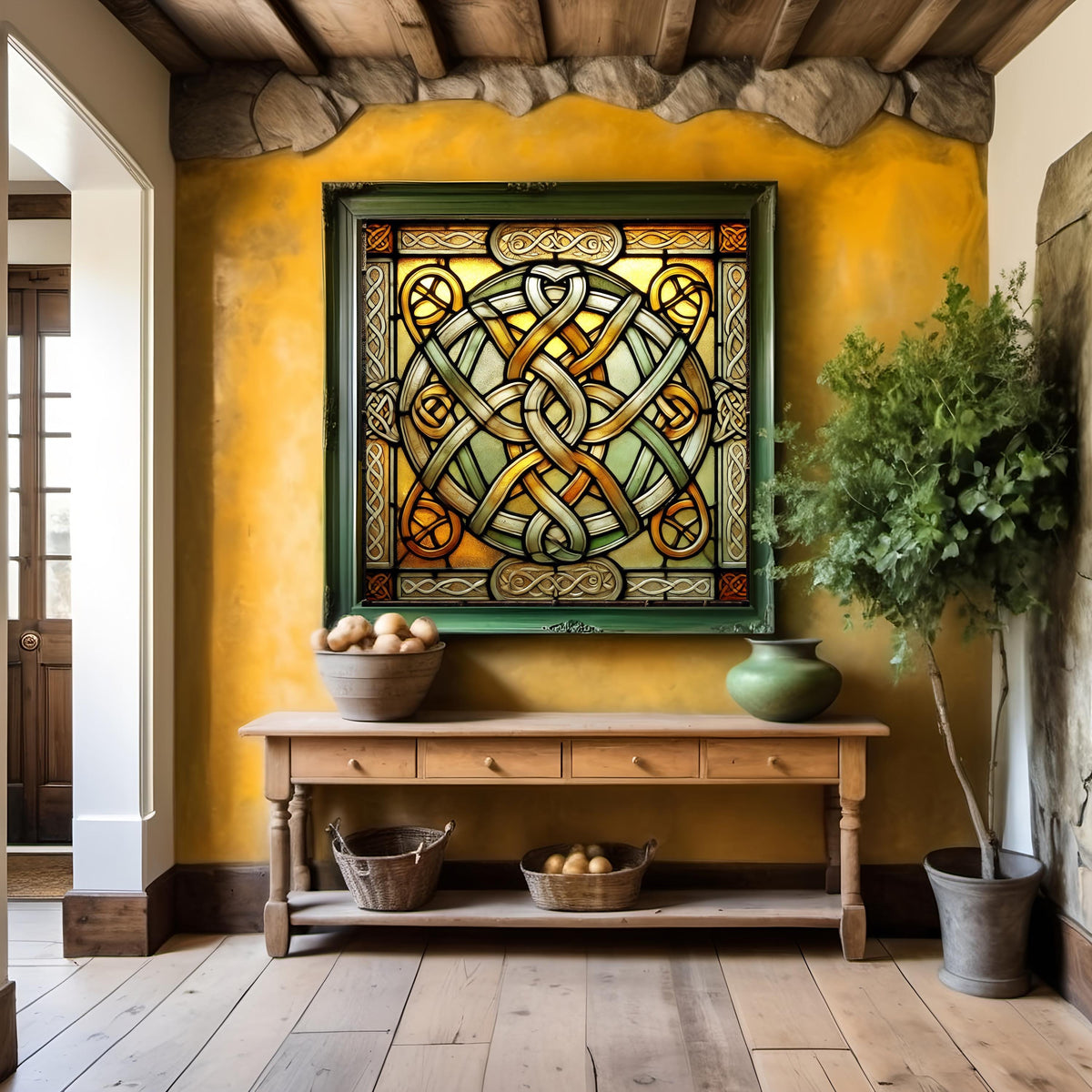 Stained Glass Celtic Knot Art: Vintage Irish Design (Digital Download)