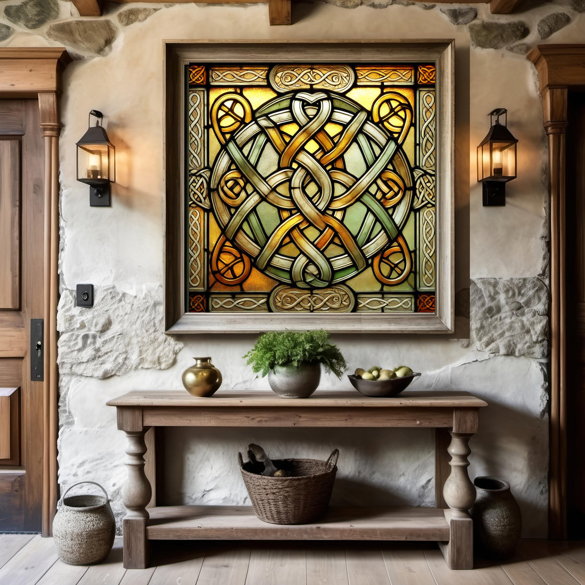 Stained Glass Celtic Knot Art: Vintage Irish Design (Digital Download)