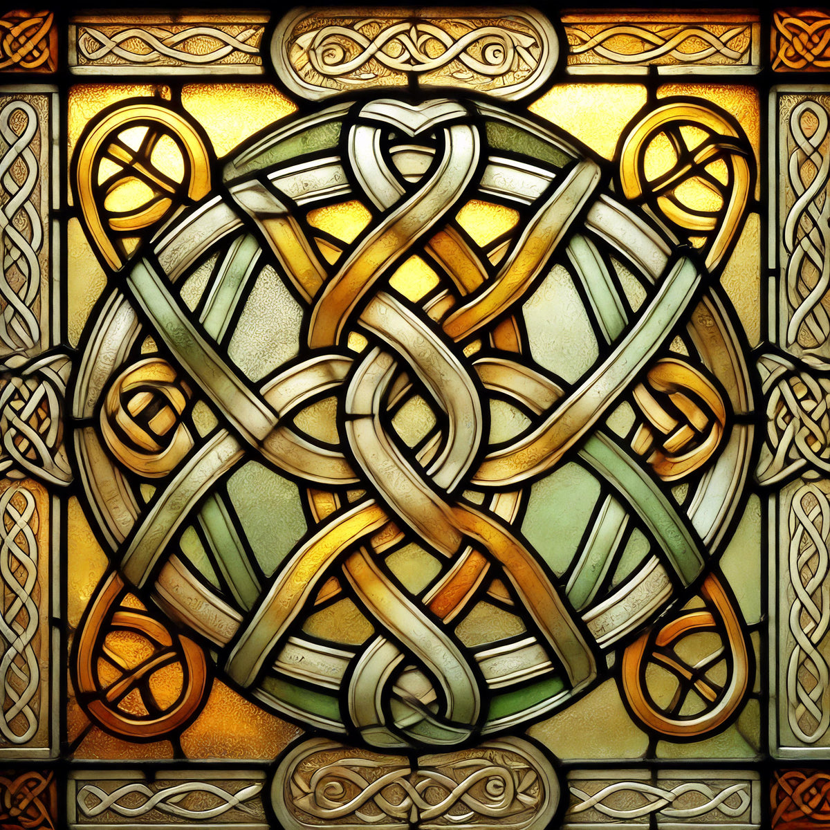 Stained Glass Celtic Knot Art: Vintage Irish Design (Digital Download)