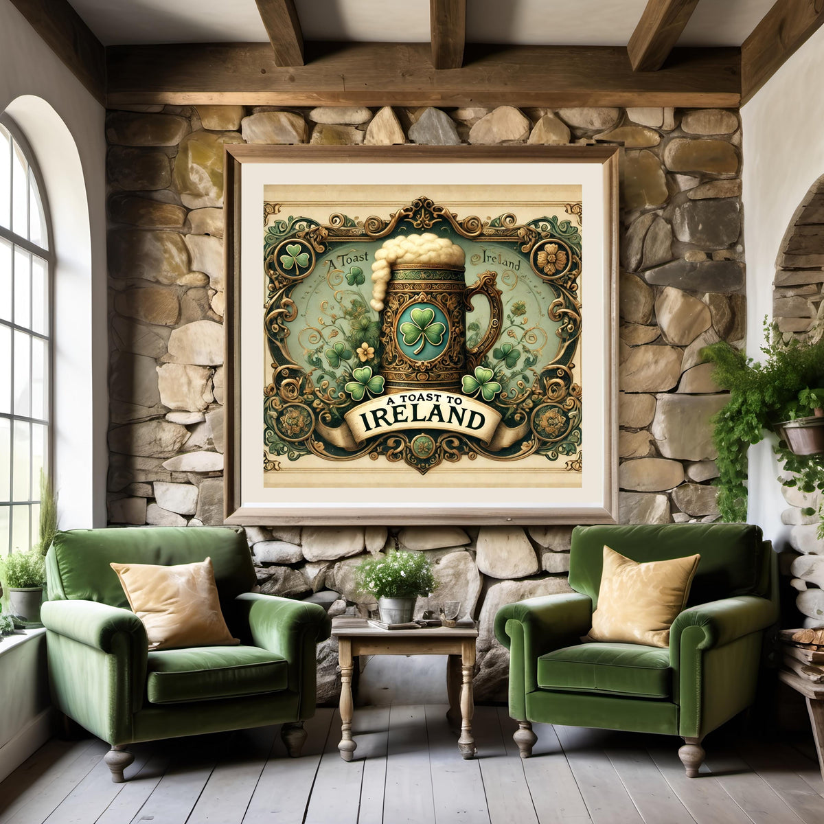 Vintage Ireland Beer Stein Sign: St Patricks Day Irish Pub Decor (Digital Print)