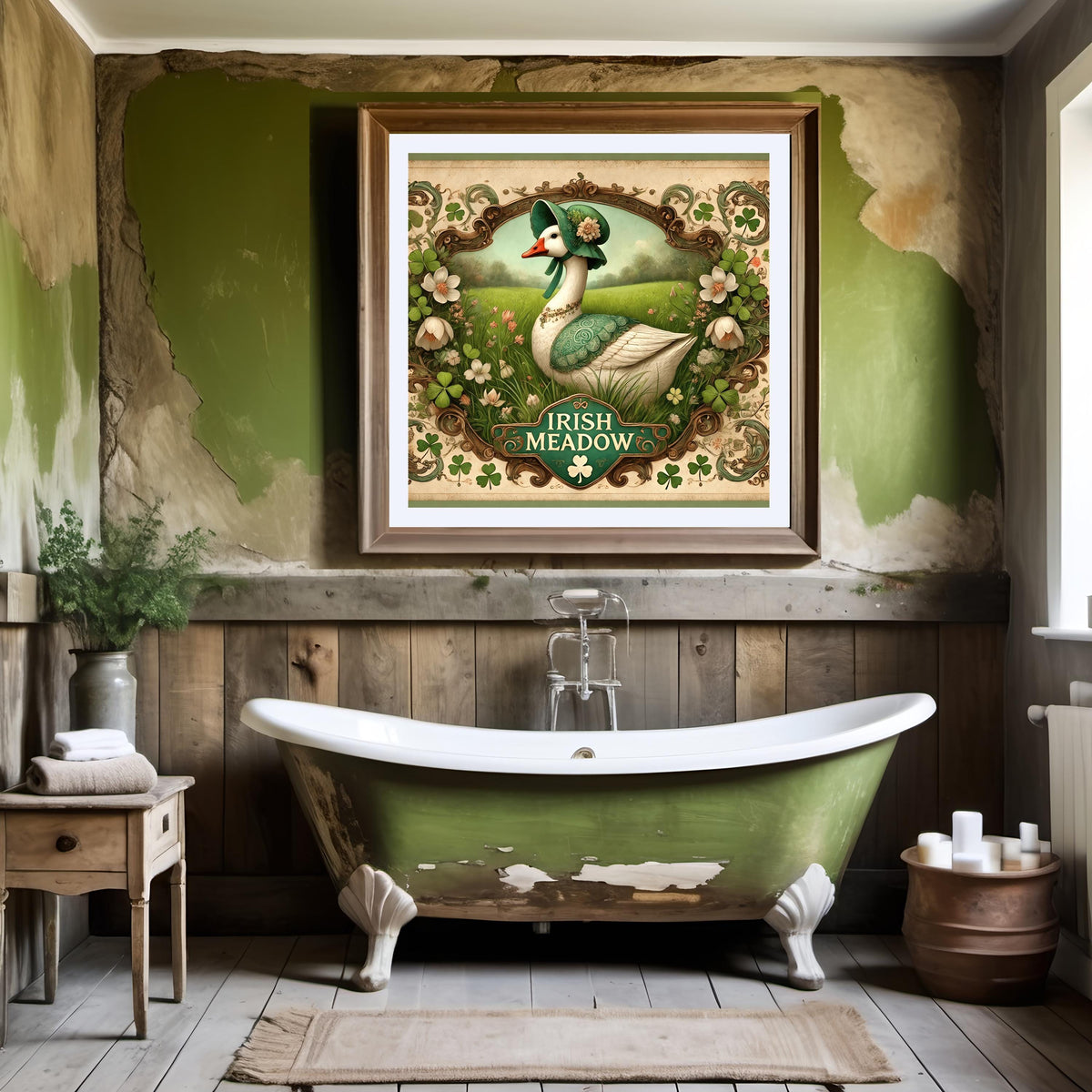 Vintage Goose Irish Meadow Sign: Cottagecore St Patricks Day Art (Digital Print)
