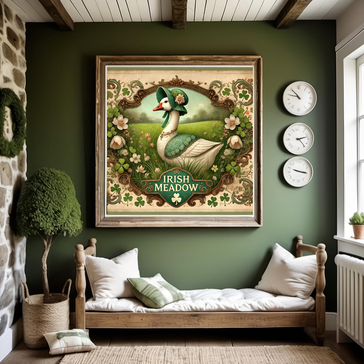 Vintage Goose Irish Meadow Sign: Cottagecore St Patricks Day Art (Digital Print)