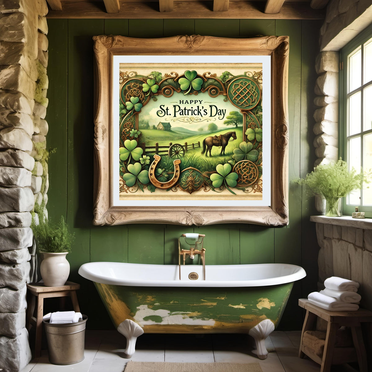 Vintage St Patrick's Day Horse Print: Irish Celtic Decor (Digital Download)