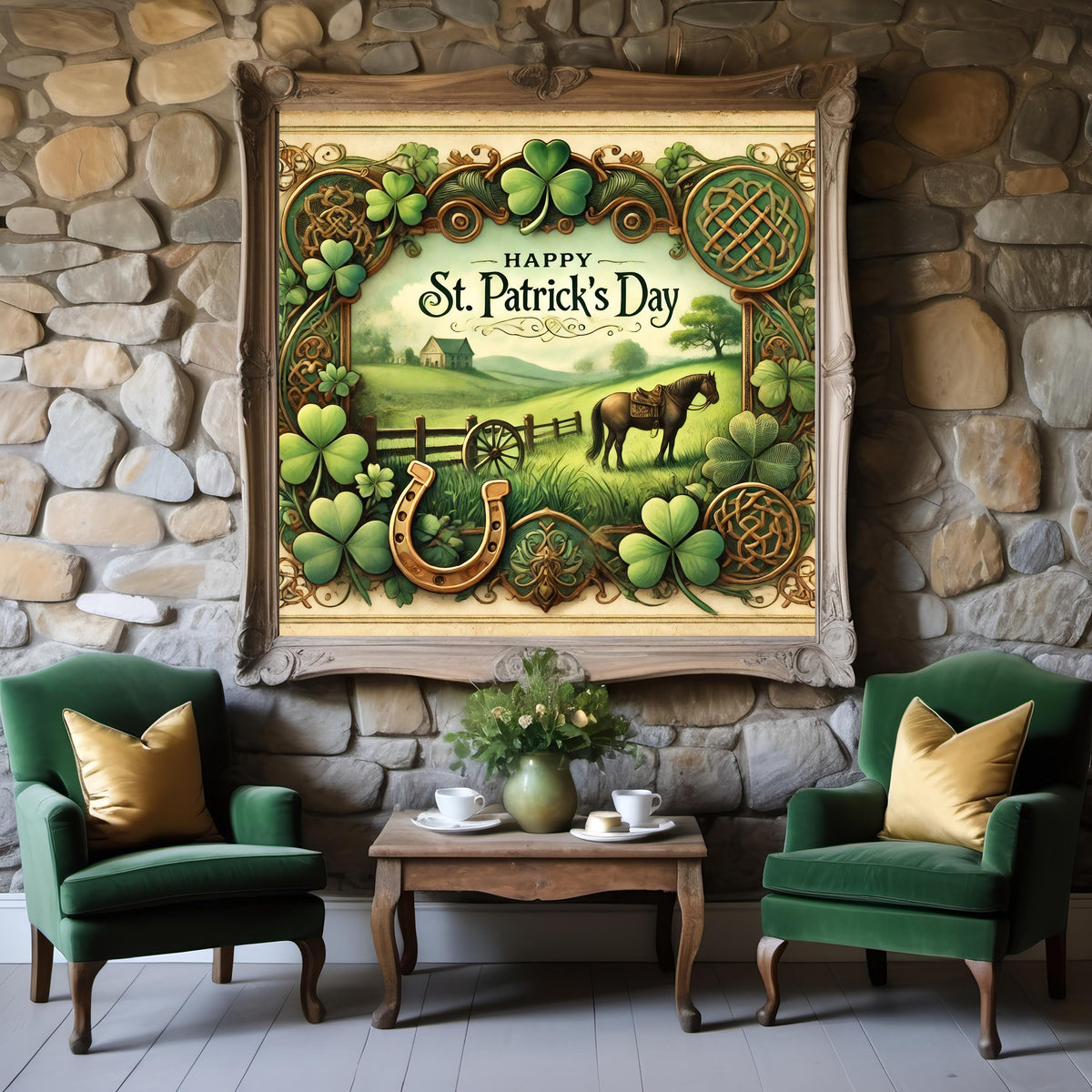 Vintage St Patrick's Day Horse Print: Irish Celtic Decor (Digital Download)