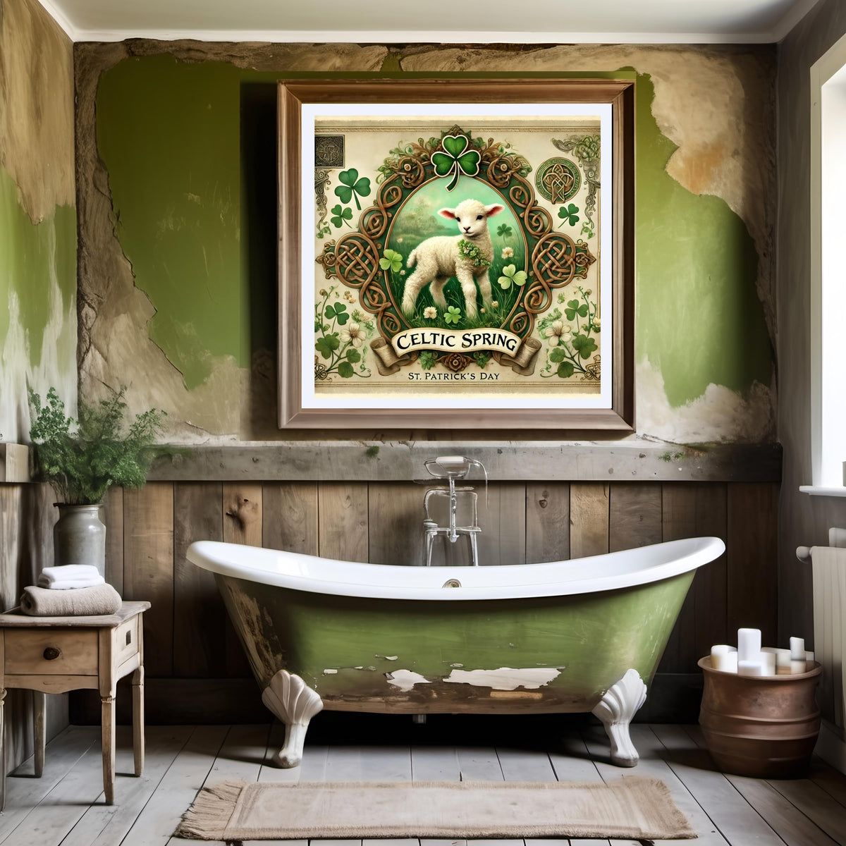 Celtic Spring Lamb Print: Vintage Irish St Patricks Day Decor (Digital Download)