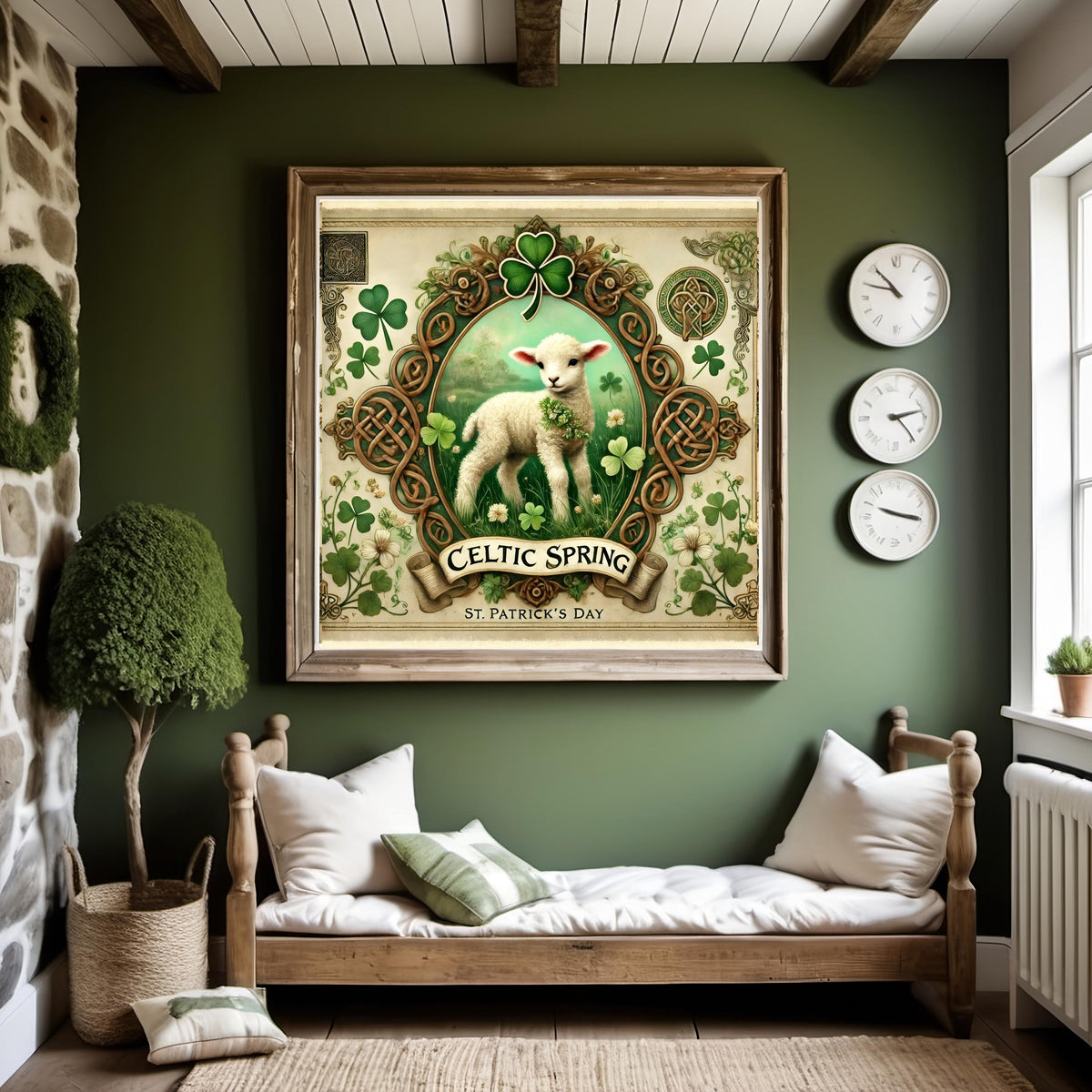 Celtic Spring Lamb Print: Vintage Irish St Patricks Day Decor (Digital Download)