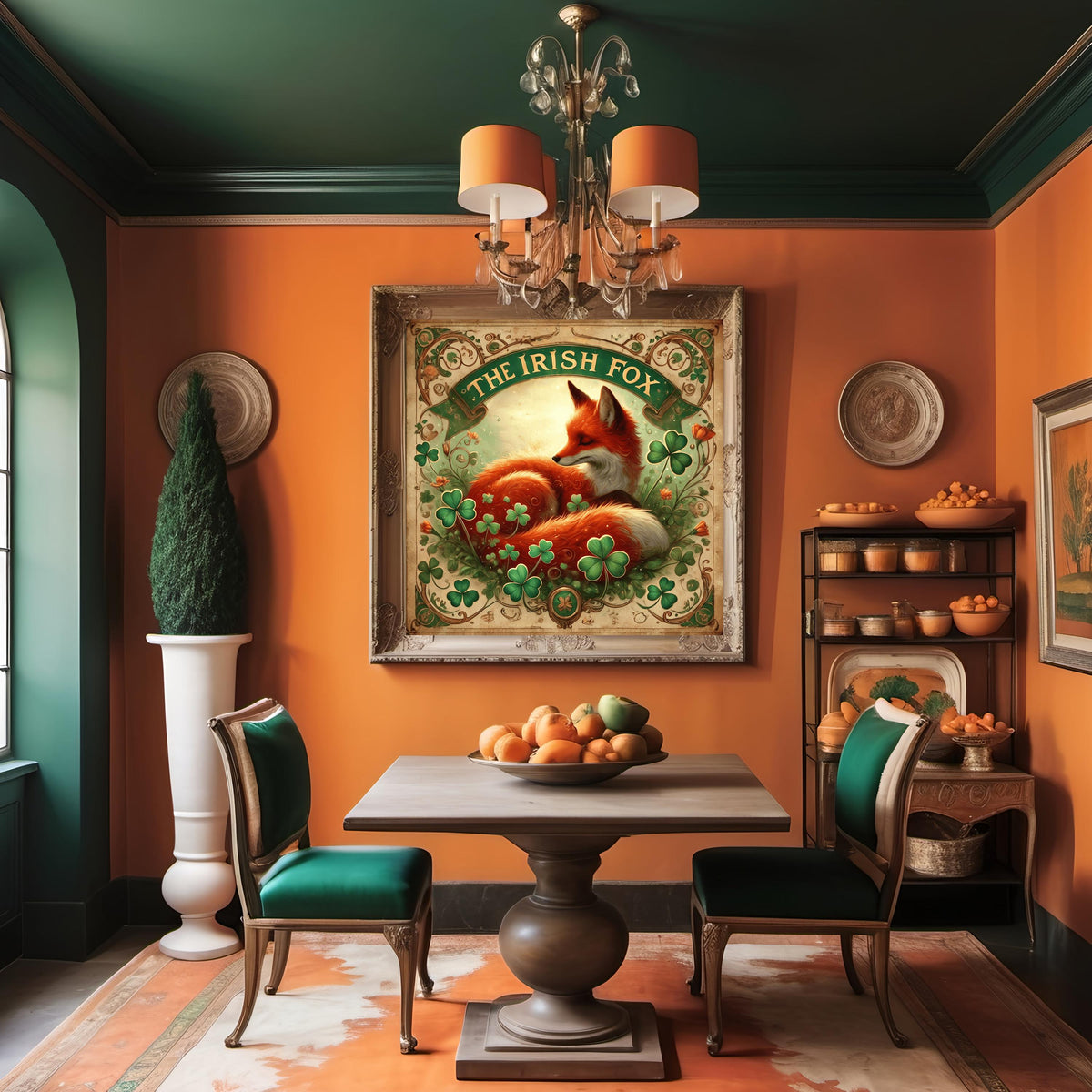 Vintage Irish Fox Sign: Celtic Woodland Art Print (Digital Download)