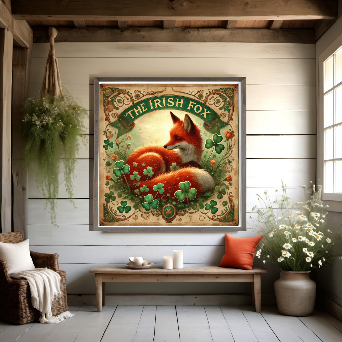 Vintage Irish Fox Sign: Celtic Woodland Art Print (Digital Download)