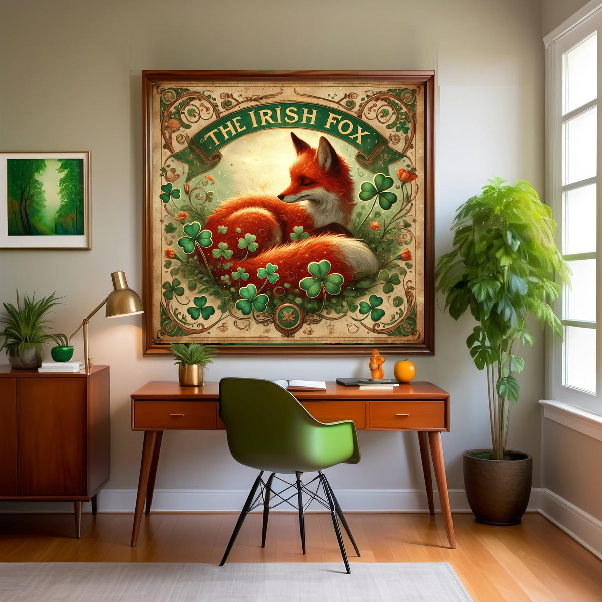 Vintage Irish Fox Sign: Celtic Woodland Art Print (Digital Download)