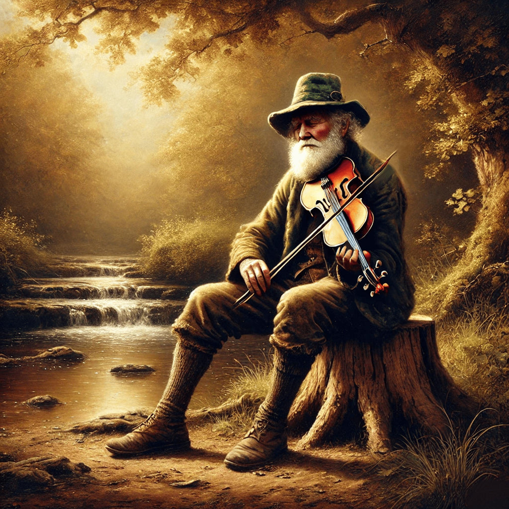 Vintage Irish Fiddler Painting: Rustic Celtic Musician Art (Digital Print)