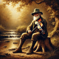 Vintage Irish Fiddler Painting: Rustic Celtic Musician Art (Digital Print)