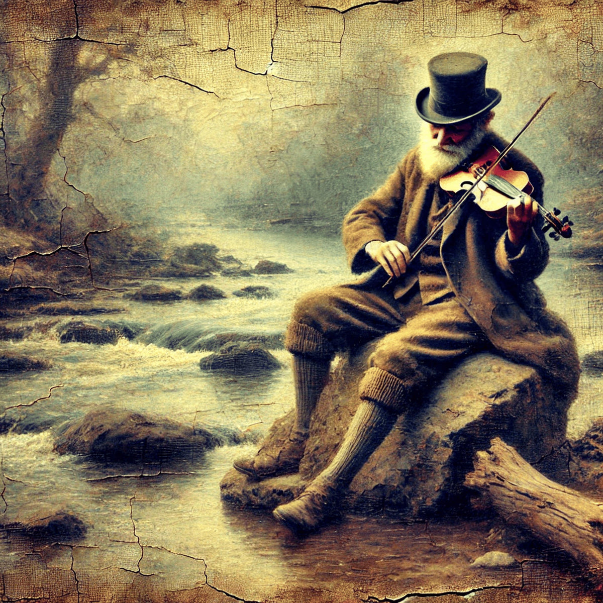 Vintage Irish Fiddler Painting: Impressionist Celtic Musician Art (Digital Print)