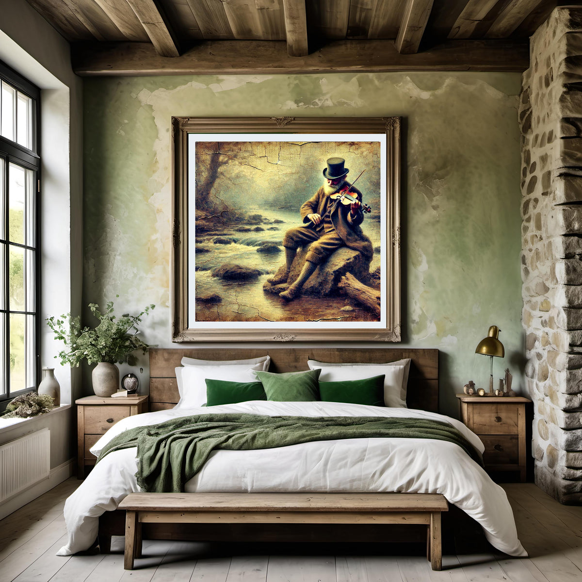 Vintage Irish Fiddler Painting: Impressionist Celtic Musician Art (Digital Print)