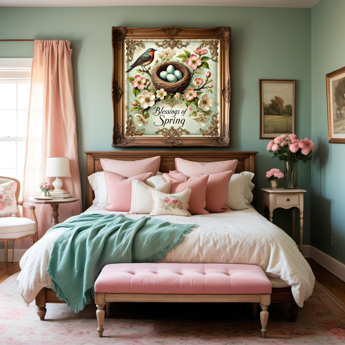Vintage Easter Bird Nest Print: Victorian Spring Wall Art (Digital Download)