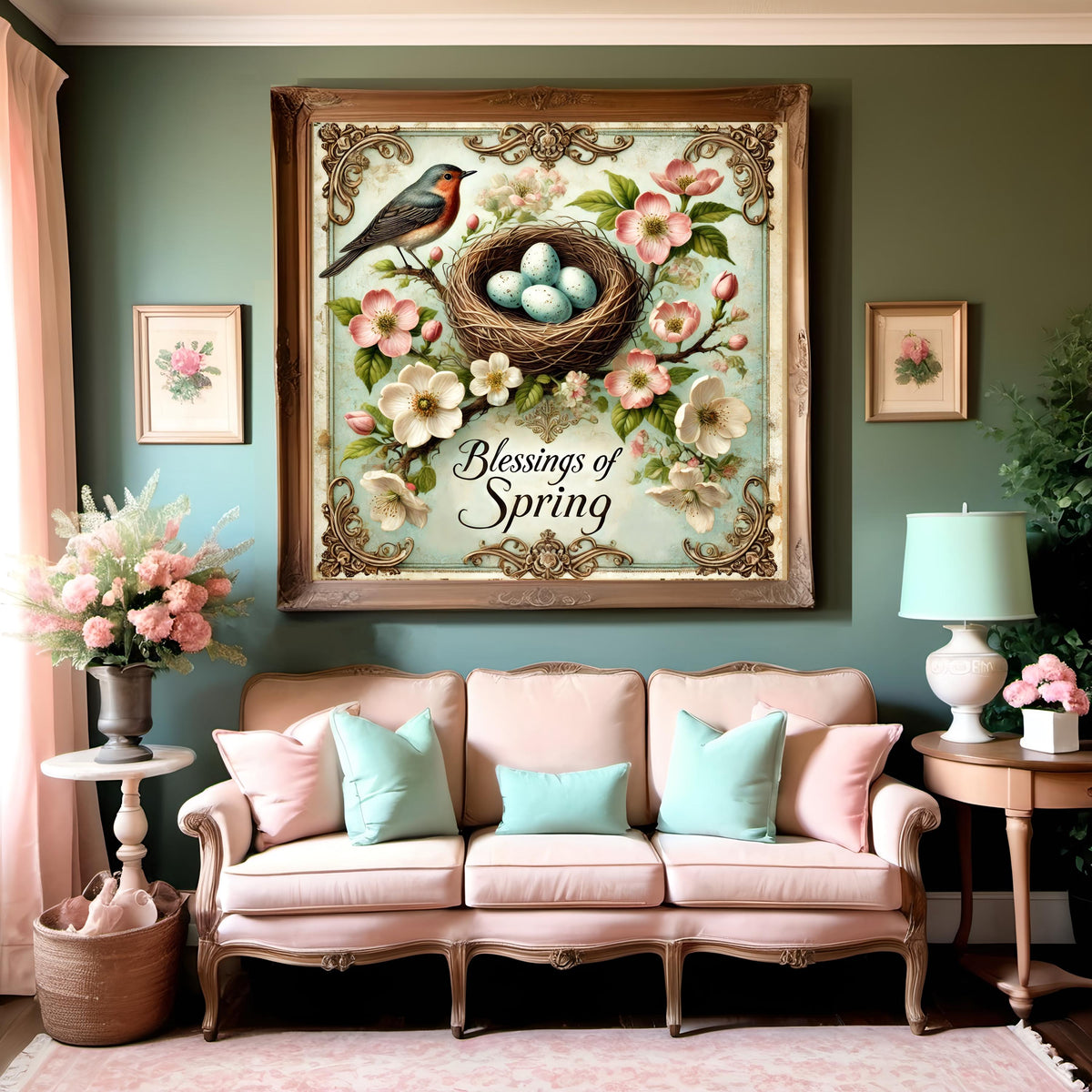 Vintage Easter Bird Nest Print: Victorian Spring Wall Art (Digital Download)