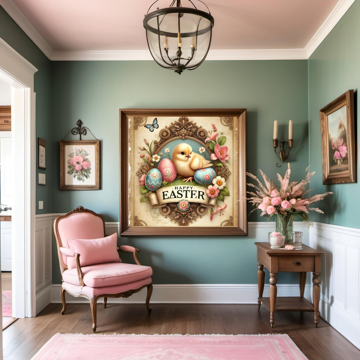 Vintage Easter Chick Sign: Victorian Spring Wall Art (Digital Print)