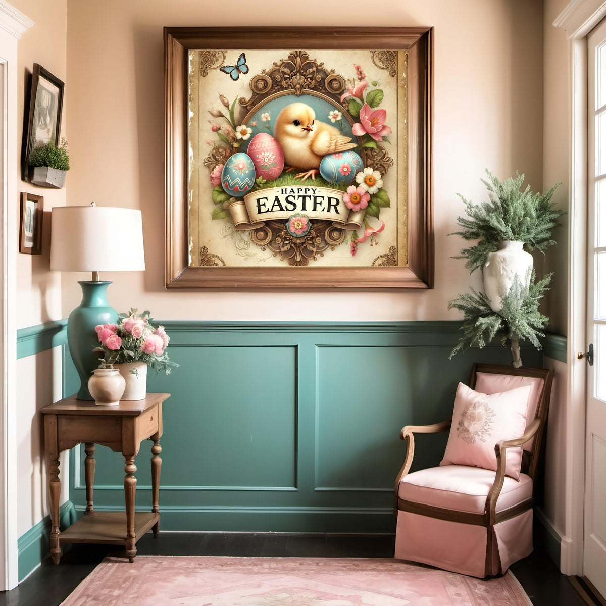 Vintage Easter Chick Sign: Victorian Spring Wall Art (Digital Print)