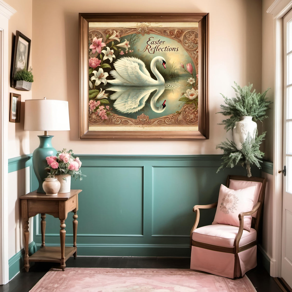 Vintage Easter Swan Print: Victorian Spring Wall Art (Digital Download)