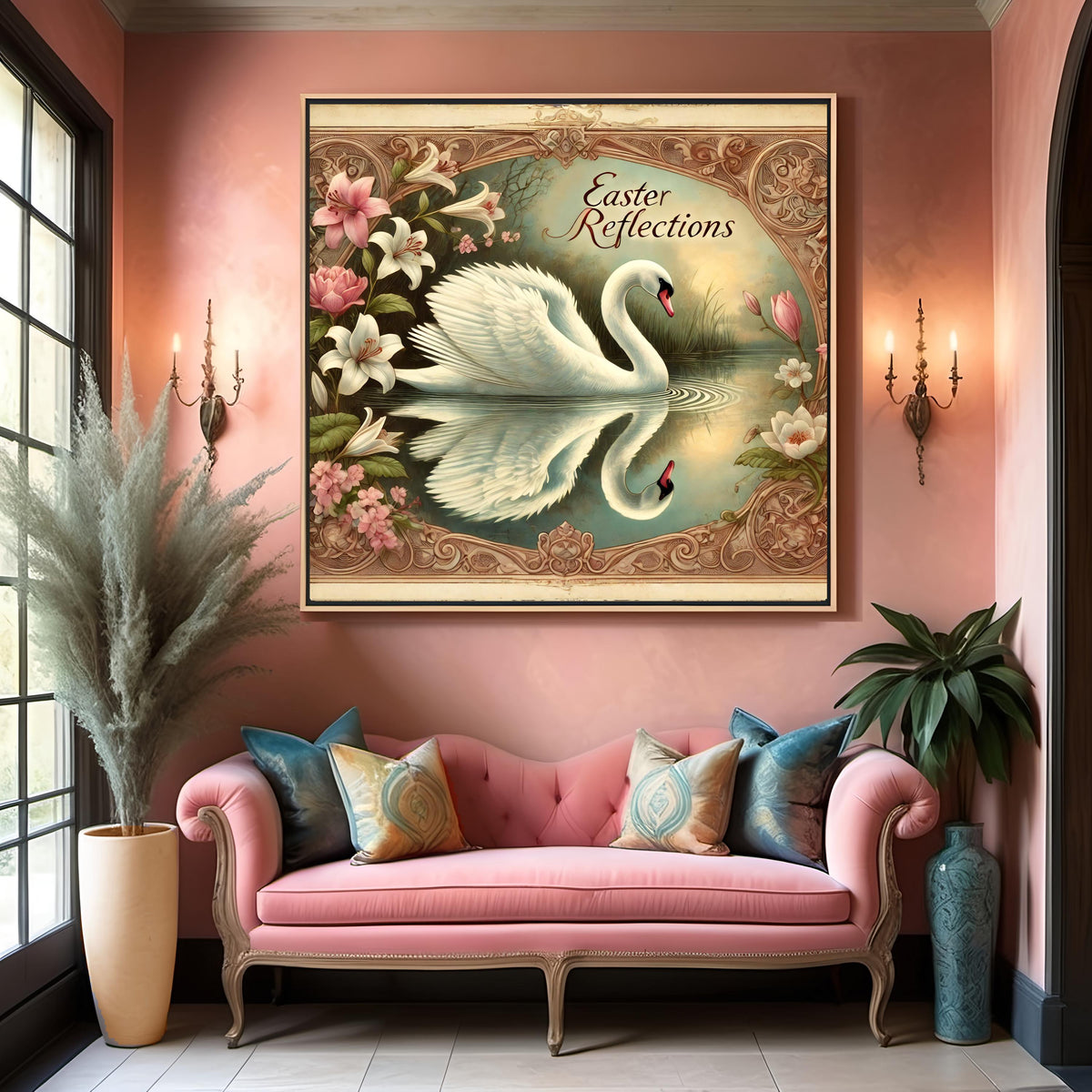 Vintage Easter Swan Print: Victorian Spring Wall Art (Digital Download)