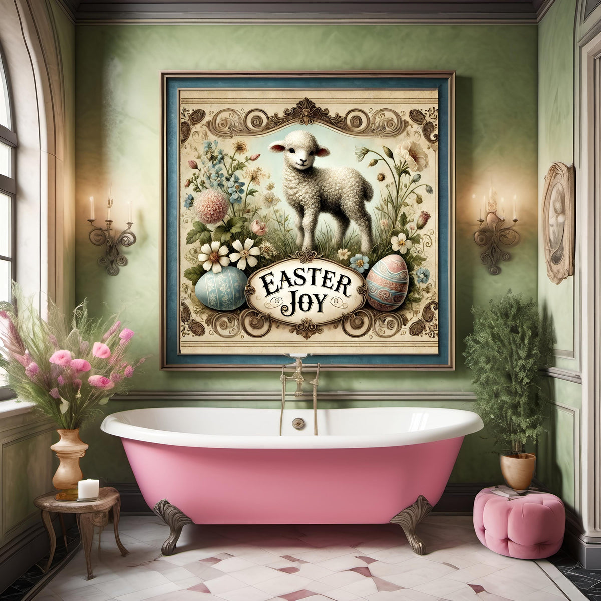 Vintage Easter Lamb Print: Victorian Spring Wall Art (Digital Download)