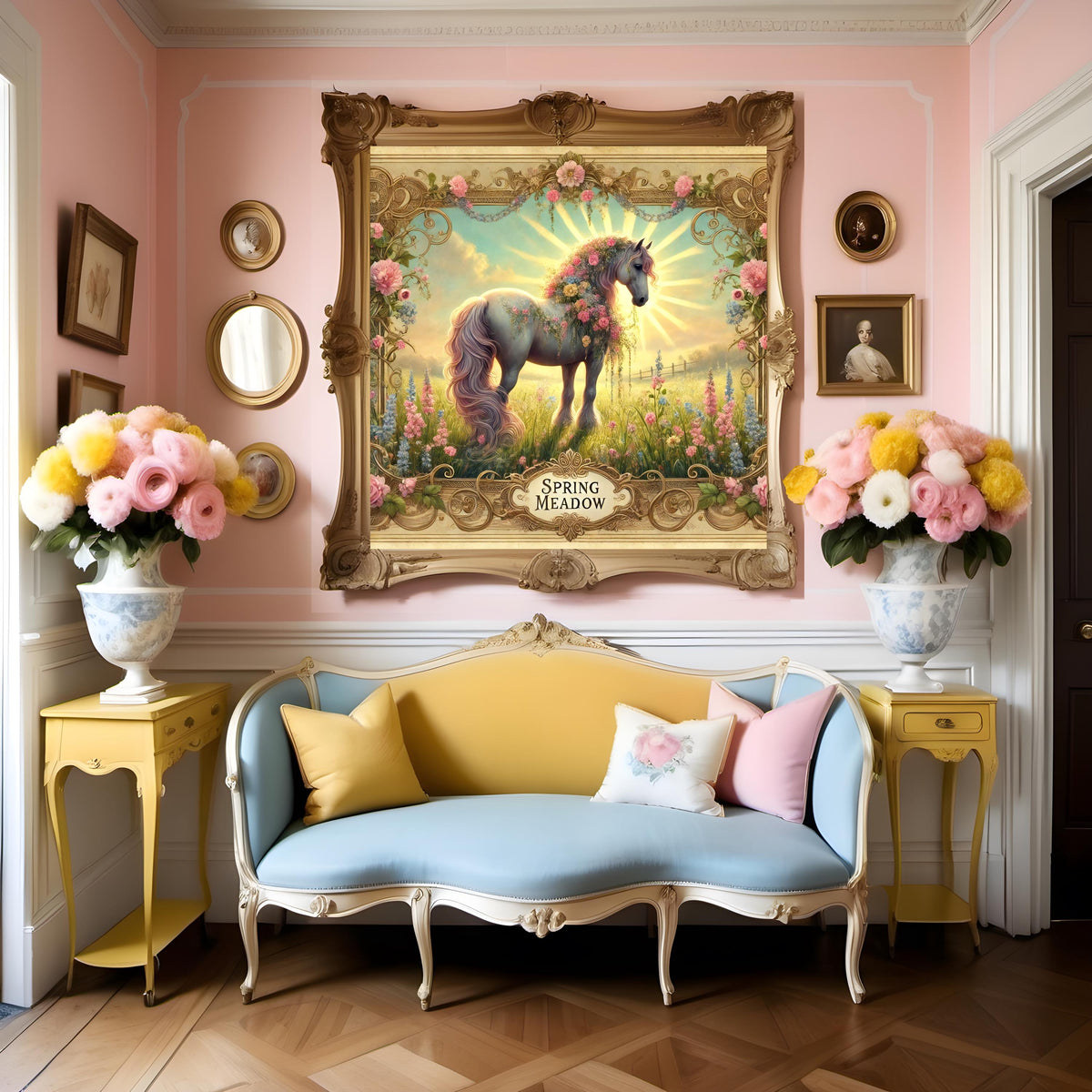 Vintage Easter Horse Print: Victorian Spring Meadow Wall Art (Digital Download)