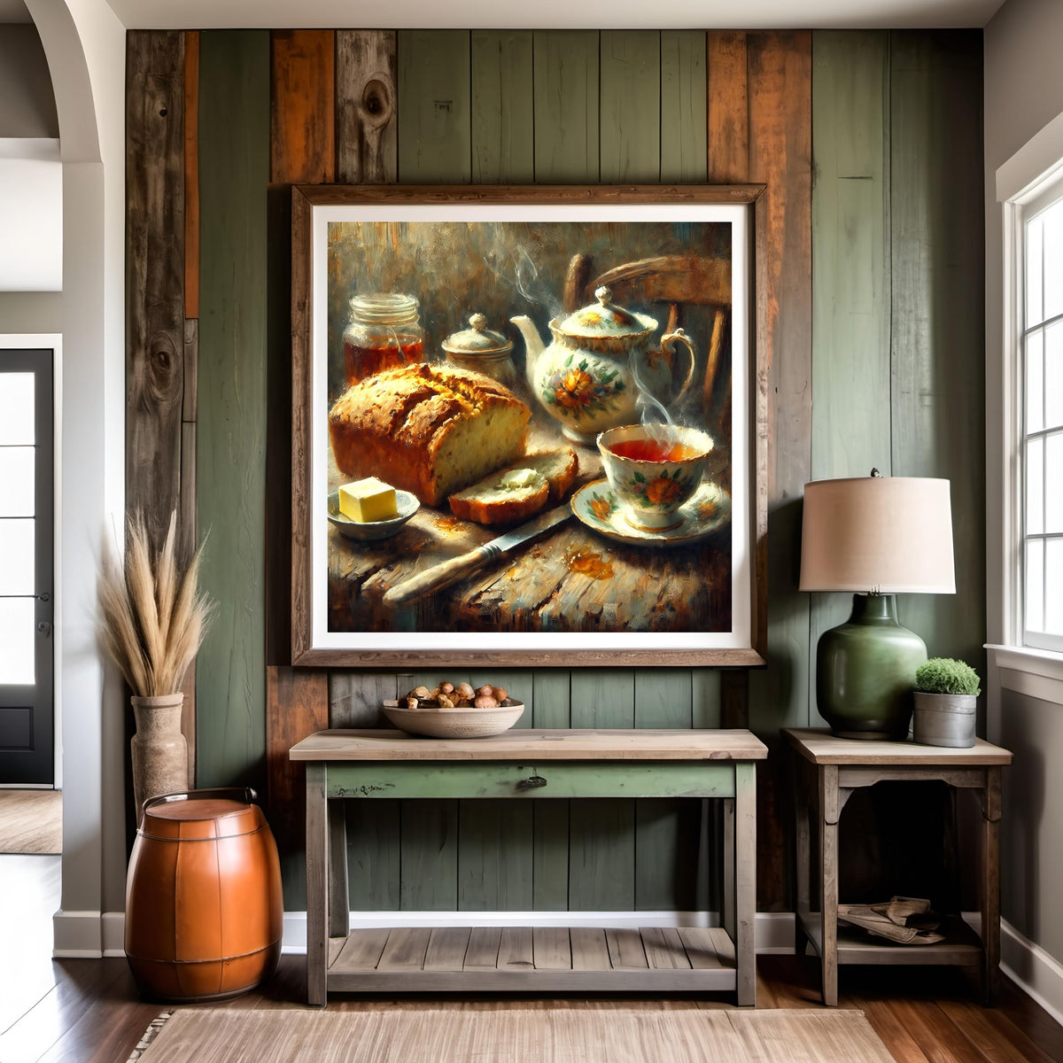 Vintage Tea Still Life Print: Rustic Cottagecore Kitchen Art (Digital Download)