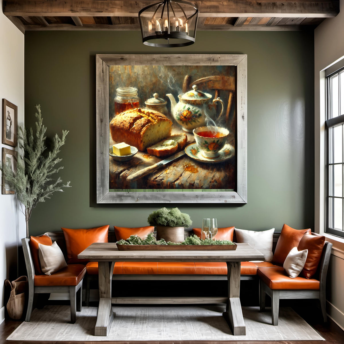 Vintage Tea Still Life Print: Rustic Cottagecore Kitchen Art (Digital Download)