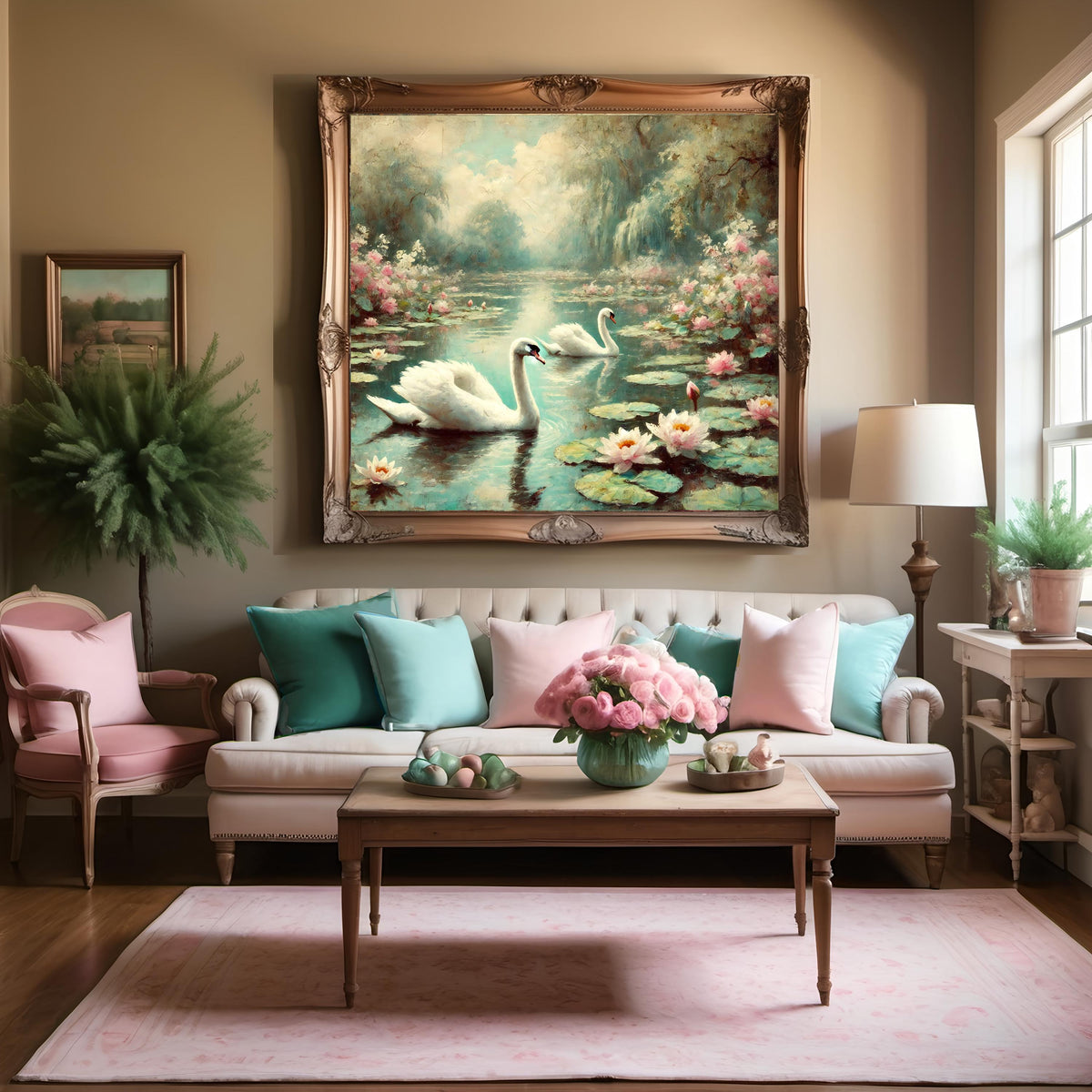 Swan Lake Vintage Art Print: Romantic Cottagecore Decor (Digital Download)