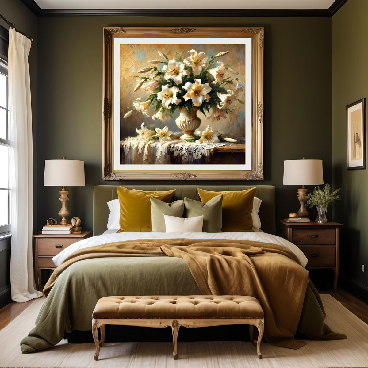 Vintage Easter Lily Still Life Print: Elegant Floral Bouquet (Digital Download)